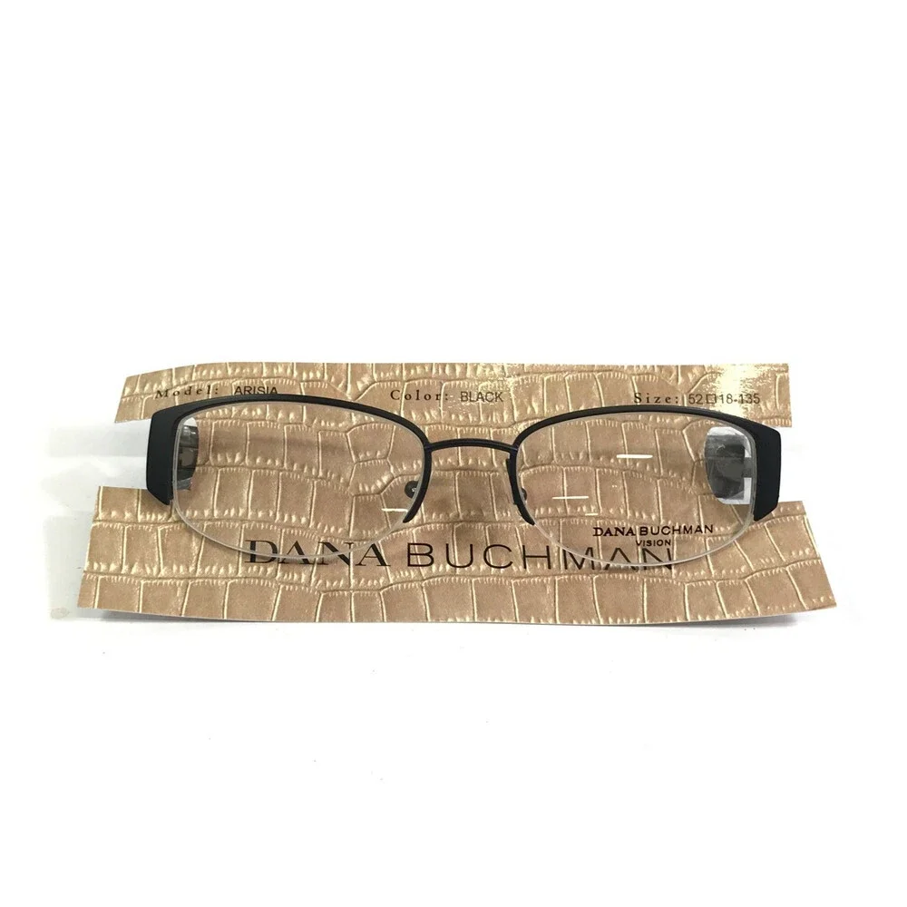 Dana Buchman Eyeglasses Frames Arisia BK Black Rectangle Half Rim 52-18-135